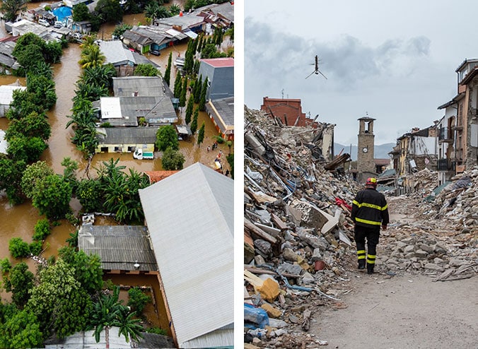 AIMS flying over rubble looking for survivors - automated Image-based Monitoring System